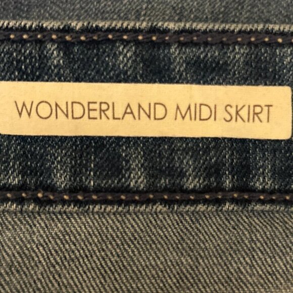 Vintage America SZ 6 Embroidered Blue Jean Denim Wonderland Skirt Boho Western - Picture 12 of 14